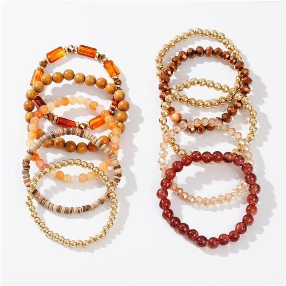 Surfer Heishi Clay Bead Bracelets for Women Bohemian Stackable Gold Brown multi - Picture 3 of 6